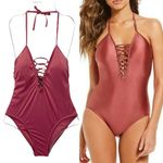 Gianni Bini NWT One Piece Swimsuit Size Small Cabernet Shimmer Bathing Suit NEW Photo 1