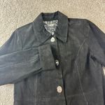 Dennis Basso Dennis Basso Black Suede Leather Button Front Jacket Coat Women's Small Photo 0