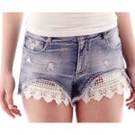 Vanilla Star Jeans CROCHET trim high waisted jean shorts Jr size 3 Photo 21