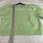 Topshop Lime Green Puckered Sleeve Contrasting Knit Sweater Photo 6