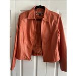 Revue Womens Small Orange Lambs Leather Jacket Full Zip Photo 6