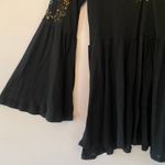 Free People Black Embroidered Floral Tunic Top Whimsy Pirate Women's size Medium Photo 3