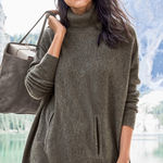 Garnet Hill Wool Cashmere Turtleneck Sweater Dress Taupe Size 8 Photo 0