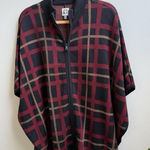 Anne Klein  Women's Size M Poncho Sweater Red Black Cotton Blend Photo 0