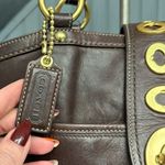 Coach Vintage Lily Legacy Brown Leather Tote Turnlock Hardware Strap Dark Brown Photo 15