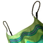 Gottex ‎ Tankini Top Womens 10 Green Abstract Print Swimwear Retro Chain Straps Photo 12