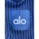 Alo Yoga Muse Women's Blue Ribbed Knit Hooded Long Sleeve Crop Sweatshirt Top M Size M Photo 2