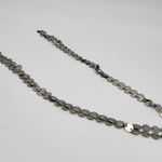 Silver Tone Flat Round Disc Linked Chains Layering Necklace Mod Disco Funky Photo 10