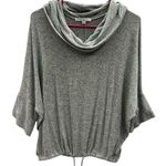 Heather Gray Cowl Neck Drawstring Waist 3 Quarter Batwing Sleeve Knit Top Size S Photo 6
