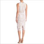 LOVE x DESIGN White Lace Lattice Taupe Shell Sleeveless Mini Dress Size XS Photo 4