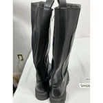 Womans Teaieui Knee Length Combat Boots 8 Black Heel Zip Stretch Photo 4