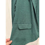 J. Jill Womens Jacket Blazer Size Medium Navy Blue Green Stripe Linen Blend NWT Photo 1