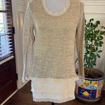 easel  NWOT Layered Fringe Cream Knit Top Photo 0