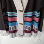 Woman Within  Sweater Womens 18 20 Large Black Gray Cardigan‎ Toggle Knit Striped Photo 2