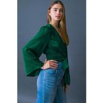 Flying Tomato Green Tie-Front Blouse Large Photo 2