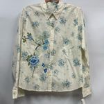 NWT Crazy Horse Liz Claiborne L Cream Blue Floral button down embroidered shirt Size L Photo 0