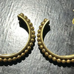 Oscar de la Renta Vintage  Signed 1990's 1-7/8" Gold Tone Textured Hoop Earrings Photo 0