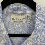 Habitat Button Front Shirt Womens Small Blue White Abstract Print Cotton Photo 1
