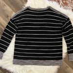Loft Black Striped Cold Shoulder Pullover Sweater Photo 4