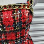 L’Atiste Womens Short Dress Medium Red Black Plaid Tweed Y2K Retro Holiday Party Photo 4