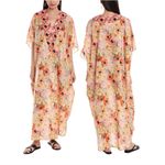 Frances Valentine Roper‎ Caftan Poppy Floral Yellow Size 2 Embroidered Bohemian Photo 1