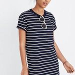 Madewell NEW Tina Stripe Navy White T-Shirt Dress Photo 0