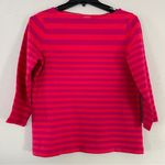 Lands' End Lands’ End Pink Fuschia Boatneck Striped 3/4 Sleeve Blouse Spring Neon Medium Photo 0