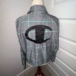 Champion Houndstooth Print Embroidered Logo Button Front Long Sleeve Jacket Size 2X Photo 2