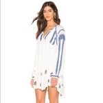Free People NWT  Ivory Embroidered‎ Floral Wild Horses Mini Dress Peasant Boho S Photo 12