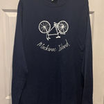 Comfort Wash Mackinac Island MI Shirt Large Blue Long Sleeve Graphic Tee Bike Souvenir Unisex Photo 0