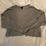 Forever 21 Distressed Gray Crop Long Sleeve Top Photo 0