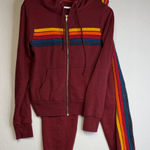 Aviator Nation  5 Stripe Zip Up Jogger Maroon SET Photo 0