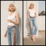 💕AMO💕 The Ribbon Loverboy Jean Indigo Adobe Ribbon 32 100% Cotton Button Fly Blue Photo 3