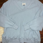 American Eagle Big Hug V-Neck Waffle Sweatshirt XL Slit Hem Photo 0