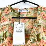 ZARA NWT  Floral Print V-Neck Ruffle Sleeve Babydoll Mini Dress Size Medium Photo 8