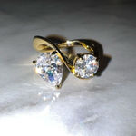 925 Silver Ring Size 7 duo gems 18k gold filled Photo 0