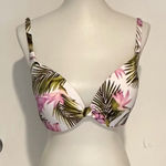Shade & Shore  White Ruched Purple‎ Floral Bikini Top 38 D. Photo 0