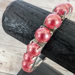 Vintage Stretch Bracelet Dark Pink Faux Pearl Photo 1