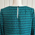 Crown & Ivy Dress Shift 3/4 Sleeve Geo Elephant Print Navy Turquoise Pink Size 8 Photo 4