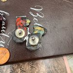 Vintage Lady Face Brooch & Earrings Set | Hand Painted Statement Jewelry Purple Photo 5