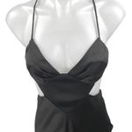 ZARA NEW Black Silk Satin Sleeveless Cutout V Neck Strappy Midi Slip Dress Sz XS Photo 3