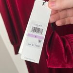 Calvin Klein  Women's Size 6 Red Velvet Tie Long Sleeve A-Line Cocktail Dress NWT Photo 5