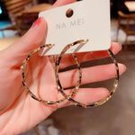 18K Gold Plated Twist Gold Hoop Earrings for Women Photo 2