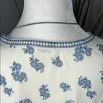 Max Studio  Blue and White Boxy Short Sleeve Blouse Photo 5