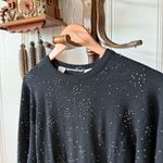 Vintage 100% Wool Beaded Dolman Sleeve Black Knit Sweater Dress Photo 2