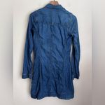 Abercrombie & Fitch  Chambray A Line Denim Dress long sleeve snap button y2k MT Photo 3