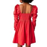 Free People Lindsay Babydoll Dress in Bella Rosa Red Size L New w/ Tag MSRP $138 Photo 4