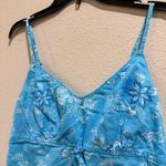TU Women's Blue Floral Print Cami Top Size 14 Cotton Tie Front Smocked Back Photo 1