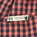 ZARA  Pink & Navy Gingham Check Ruffle Babydoll Prairie Midi Dress Photo 3