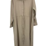 Nordstrom Long Sleeve Drawstring Waist Shirtdress Tan Size Large Photo 4